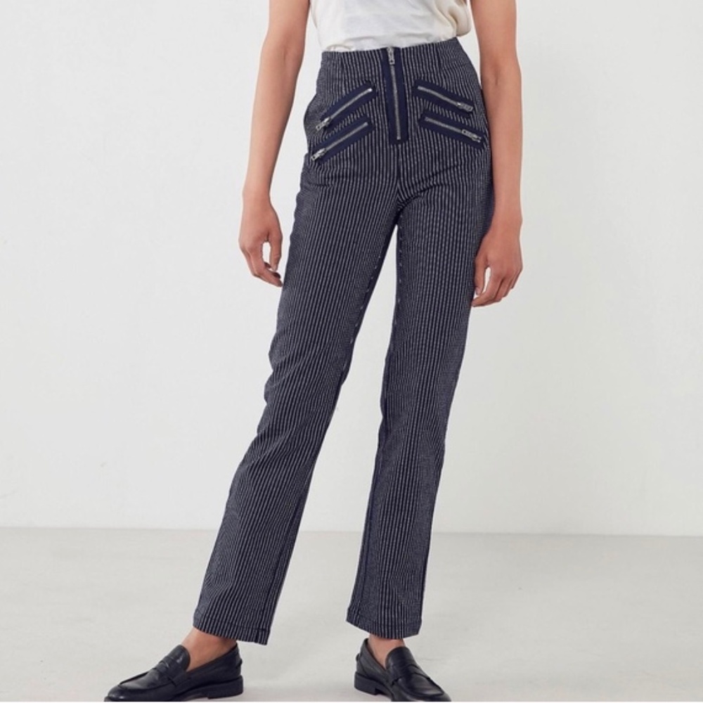 UO Silence and Noise Malorie Pinstripe Zipper Pant